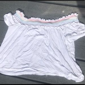 White & Rainbow Off The Shoulder